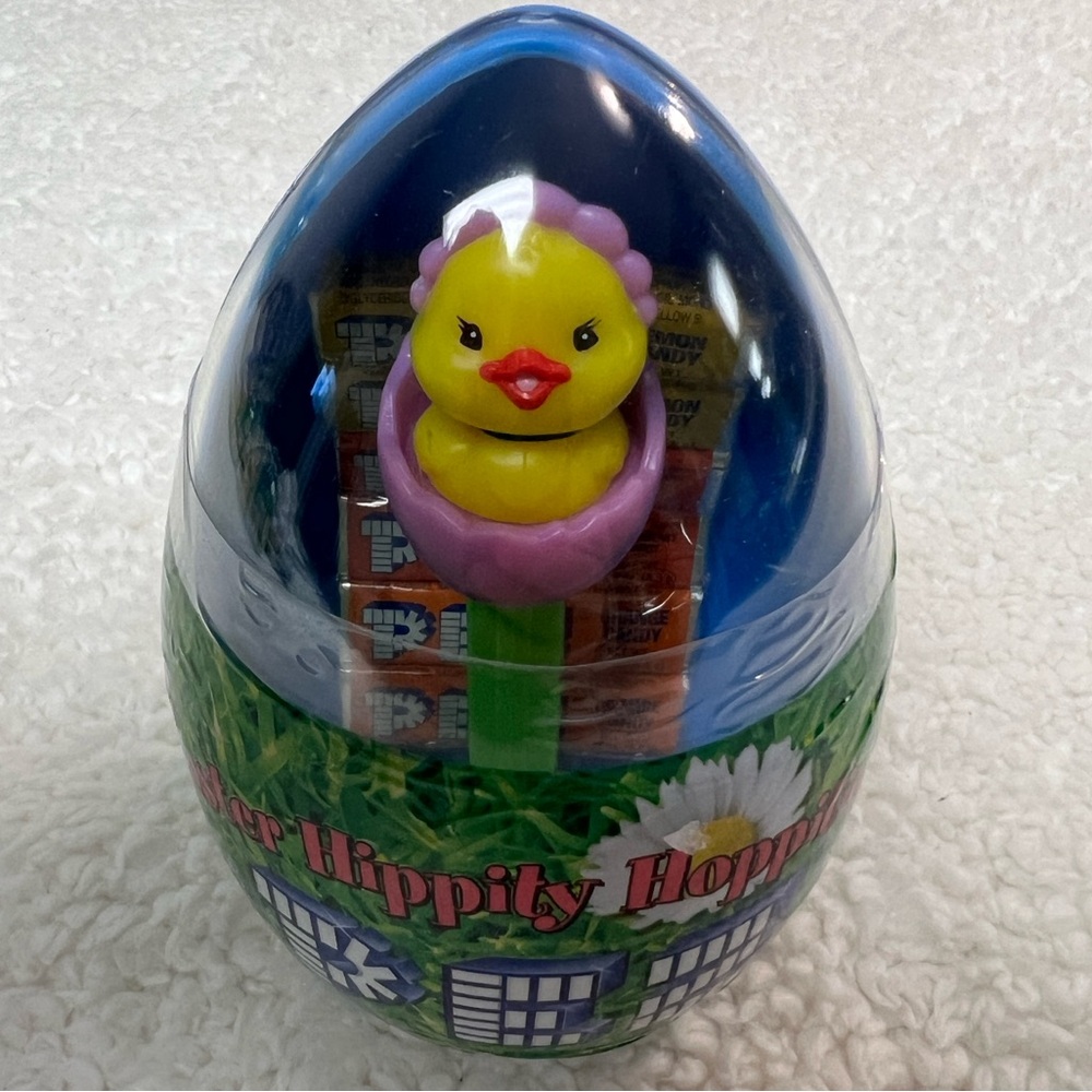 Pez 2005 Rare Easter Chick in Blue & Clear Sealed Egg Container